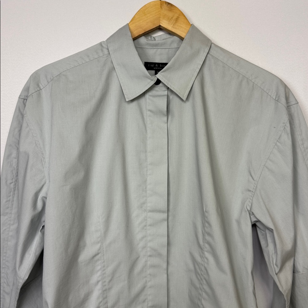 Rag & Bone Becca Poplin Button Down Shirt Gray Size Medium Long Sleeve - Picture 7 of 16